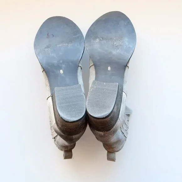 Splendid Grey Suede Leather Western Cowgirl / Cowboy Ankle Boots / Booties Sz. 8 - Picture 6 of 16